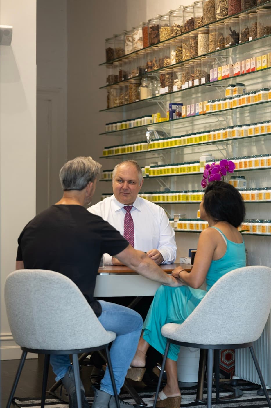 Dr Adrian in consultation at the herbal dispensary